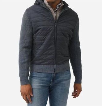 Johnnie-O Baskin Full Zip Hooded Jacket In Charcoal