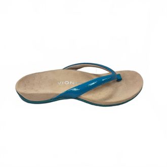 Vionic Womens Dillon Crinkle Patent Sandals In Lake Blue