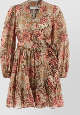 Zimmermann cotton floral-print wrap mini dress