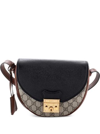 Gucci Padlock Saddle Shoulder Bag GG Coated Canvas and Leather Small crossbody bag - Brown
