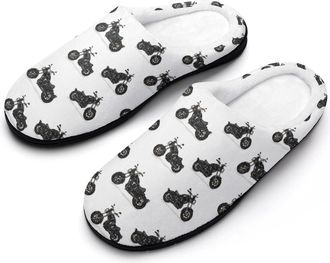 Generic Motorcycle Print Womens Slippers Winter Warm House Shoes Indoor Outdoor Hotel Slipper