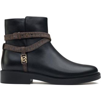 Michael Kors Womens Abigail Flat Ankle Boots - Black Leather - Size UK 4