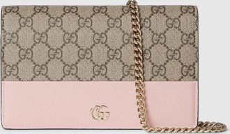 Gucci Bi-color GG Marmont Wallet On Chain, Pink, Leather