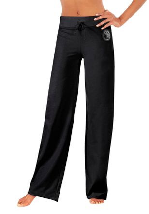 H.I.S Wellnesshose H.I.S, Damen, Gr. 32/34, N-Gr, schwarz, Interlock, Obermaterial: 60% Baumwolle, 40% Polyester, unifarben, Basic, l&auml;ssig geschnitten lang,