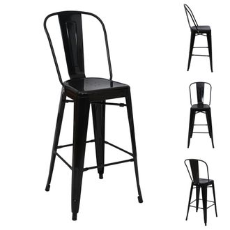 Hhg Hhg - Non Utilizzato] Set 4x Sedie Sgabelli Da Bar 866 Design Moderno Metallo Nero