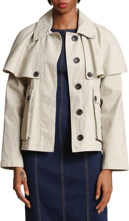 Avec Les Filles Cotton Cape Jacket in Limestone at Nordstrom, Size Xx-Large