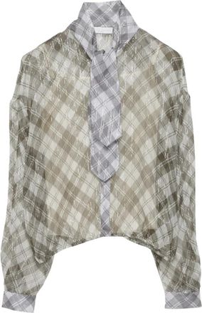 Fabiana Filippi Chiffon Fantasy School Check Shirt - Dames - Overhemden - Grijs - S - Chiffon - Overhemden