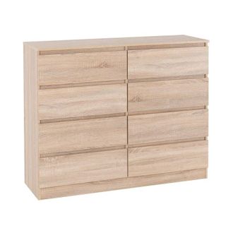 Seconique Malvern 8 Drawer Chest - L40 x W121.5 x H100 cm - Sonoma Oak Effect