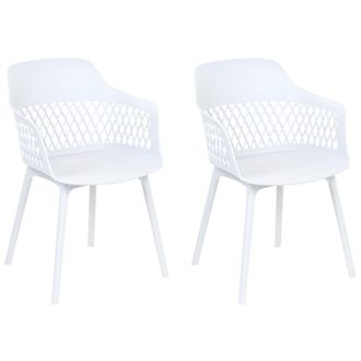 Beliani Beliani - Conjunto De 2 Sillas De Comedor Blancas Asiento Sint&eacute;tico Patas Almira