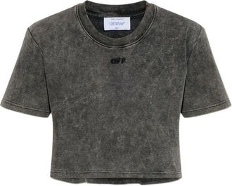 Off-white T-shirt con ricamo - Grigio