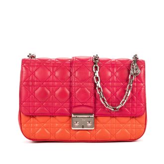 Dior Womens Lady Tricolor Medium Shoulder Bag - Pink - One Size