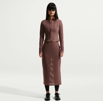 Nike Womens Nike Sportswear Slim Sheer Midi Skirt in Purple | IQ0074-502