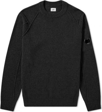C.P. Company Klassieke Lamswollen Trui met Ronde Hals - Heren - Ronde hals truien - Zwart - XL - Wol - Truien & Vesten