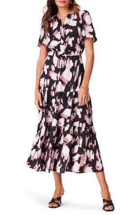 Nic+Zoe Spring Shadow Daydream Tiered Midi Dress in Black Multi at Nordstrom Rack, Size X-Small