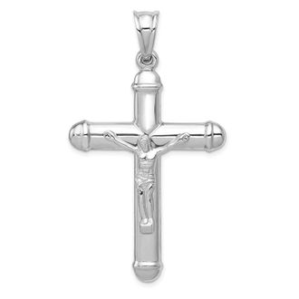 Diamond2Deal 14K White Gold Reversible Crucifix Pendant