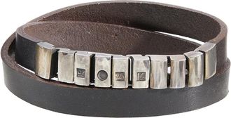 Werkstatt M&uuml;nchen Minimalistisch Zilveren Armband - Heren - Riemen - Bruin - L - Accessoires