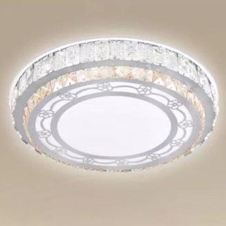 Trade Shop Trade Shop Traesio - Trade Shop - Plafoniera Soffitto 60w &Oslash;50cm Led Tondo Strati Con Cristallal Luce Fredda 13675