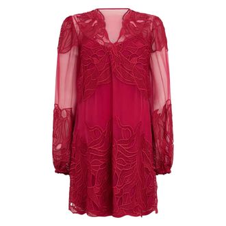 Alberta Ferretti Kleedjes, Dames, Rood, S, Polyester, Korte jurk met uitlopende rok