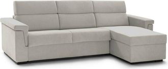 Dmora Dmora - Sof&aacute; Cama Con Pen&iacute;nsula Esca, Sof&aacute; Esquinero Convertible Para Sal&oacute;n, Acolchado, Desenfundable, 100% Made In Italy, 285x160 H100 Cm, Beige