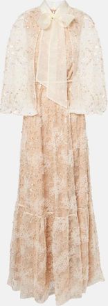 Self Portrait Embroidered caped gown