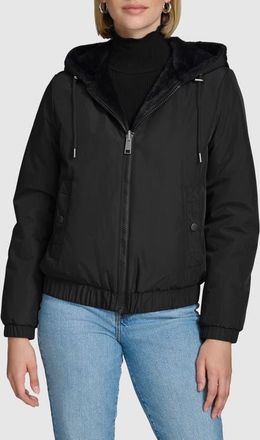 Andrew Marc Dalby Reversible Hooded Jacket in Black at Nordstrom, Size X-Large