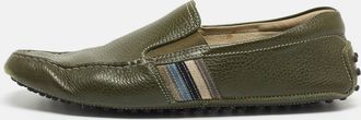 Tod's Tods Green Leather Slip On Loafers