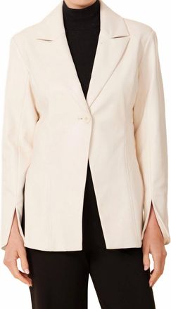 Dolce Cabo Vegan Leather Fitted Blazer In Beige