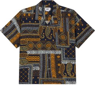 Obey Korte mouw Cubaanse overhemd Navy Multi - Heren - Korte mouwen Overhemden - Veelkleurig - S - Katoen - Overhemden