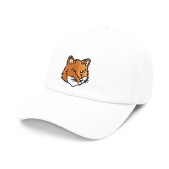 Maison Kitsuné White Fox Embroidered Cotton Hat