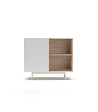 HERDASA Herdasa - Mueble Auxiliar Modelo 601-2 Acabado En Roble/blanco. 78 Cm (alto) X 90 Cm (ancho) X 34 Cm (prof.)