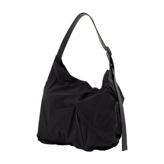 Yohji Yamamoto Unisex Angular Crossbody - Yohji Yamamoto Leather Black Cowhide Bags Crossbodies