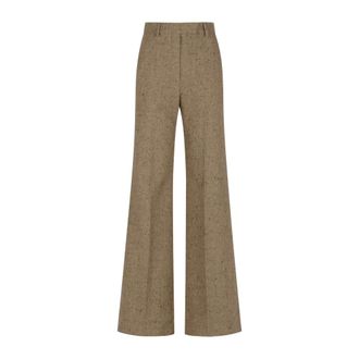 Valentino Natt&eacute; Buttoned Weave Trousers - female - Valentino - Wide Trousers - Beige - XS - Trousers