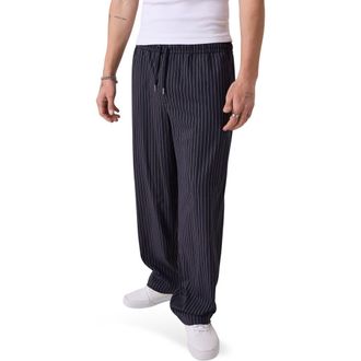 Guess Pinstripe Elastic Waist Pants in Sb0T-Dark at Nordstrom, Size 29 X 32