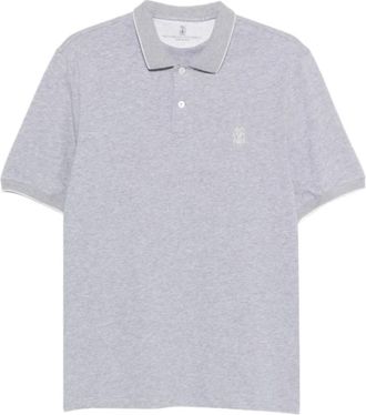 Brunello Cucinelli Cotton Piqu&eacute; Polo Shirt - Heren - Polos - Grijs - M - Katoen - Tops