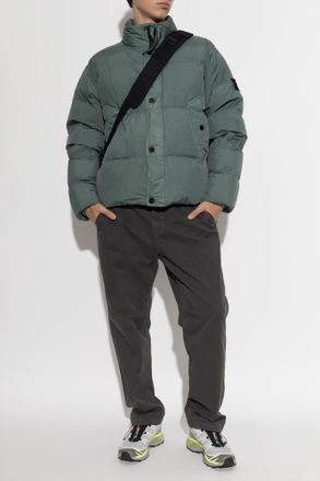 Stone Island Puffer Jacket With Logo Patch, Mens, Green