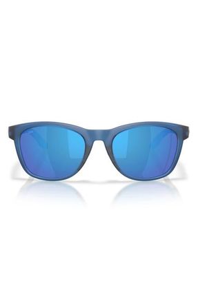 Costa Aleta 54mm Polarized Mirrored Round Sunglasses in Translucent Blue /Blue 580G at Nordstrom