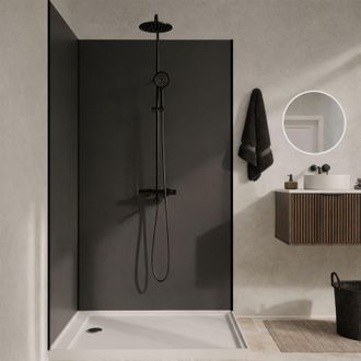 Aurlane Pack 2 Paneles Murales Aluminio Gris 90+120x210 Y Perfiles Negros Wallit