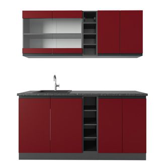 Vicco Cocina Vers&aacute;til R-line, Rojo/antracita, 160 Cm, Et Antracita
