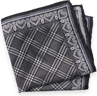 Paul Fredrick Plaid Silk Pocket Square