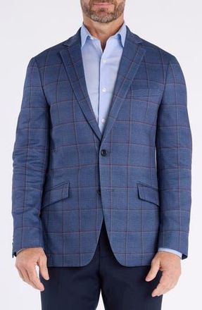 The Savile Row Company Shoreditch Slim Fit Blue Windowpane Knit Spot Coat at Nordstrom Rack, Size 36 Short
