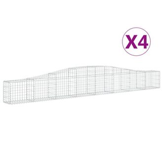 Berkfield Home Arched Gabion Baskets 4 pcs 400x30x40/60 cm Galvanised Iron in Silver