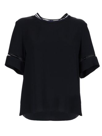 Fabiana Filippi Navy Solid Round Neck Top