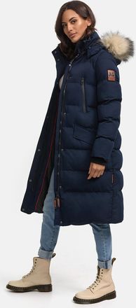 Marikoo dames winterjas - Schneesternchen, lang met capuchon & imitatiebontkraag