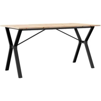 vidaXL Mesa De Comedor Marco Y Madera Maciza Pino Y Acero 160x80x75cm Vidaxl