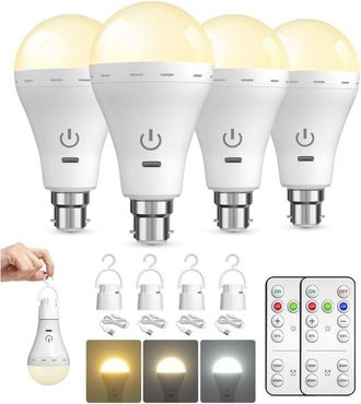 OEM Paquete De 4 Bombillas Recargables Con Control Remoto, 3 Colores + 10%-100% Regulables, Bombillas Recargables Por Usb Con Control T&aacute;ctil, Bombillas Le