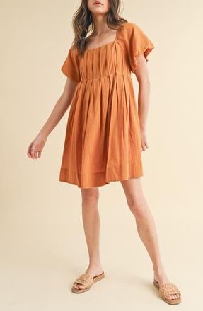Wishlist Puff Sleeve Babydoll Dress in Camel at Nordstrom Rack, Size Medium