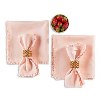 Solino Home Linen Dinner Napkins - Juliette Ruffle, 20 x 20 in Peach Cloud at Nordstrom, Size Large