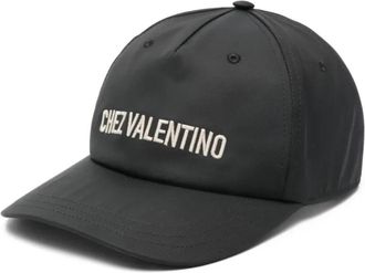 Valentino Garavani Pet met Logo-borduring - Heren - Petten - Zwart - 59 CM - Katoen - Accessoires