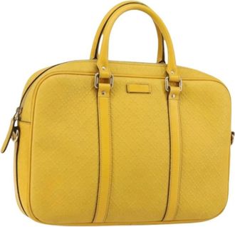 Gucci Pre-owned Leren Aktetas - Dames - Vintage Handtas - Geel - ONE Size - Leer - Vintage