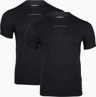 Emporio Armani Mens Emporio Armani 2-Pack T-Shirts, Black - Black/Black - Size: 36